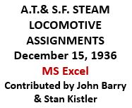 Santa Fe Steam Locomotive Assignments - December 1936 (Excel)