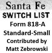 Form 818-A Standard - Small; Switch List (Matt Zebrowski)