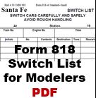 Form 818: Switch List for Modelers (PDF)
