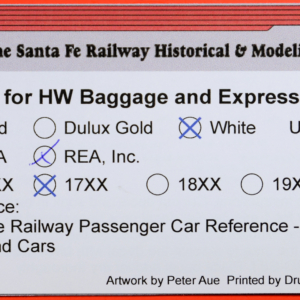 HO Decals - 17XX Series HW Baggage & Express, White REA, Inc.