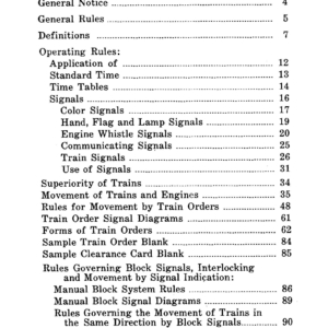 1959 Operating Rules table of contents 1