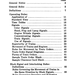 1953 Operating Rules table of contents 1
