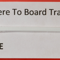 HO Santa Fe "Where to Board Train" sign