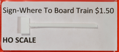 HO Santa Fe "Where to Board Train" sign
