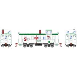 Image of Athearn ATSF caboose in Christmas scheme