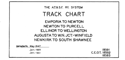 1951 Emporia-Newton Newton-Purcell Ellinor-Wellington Augusta-Winfield Newkirk-S Shawnee Track Chart [WA]