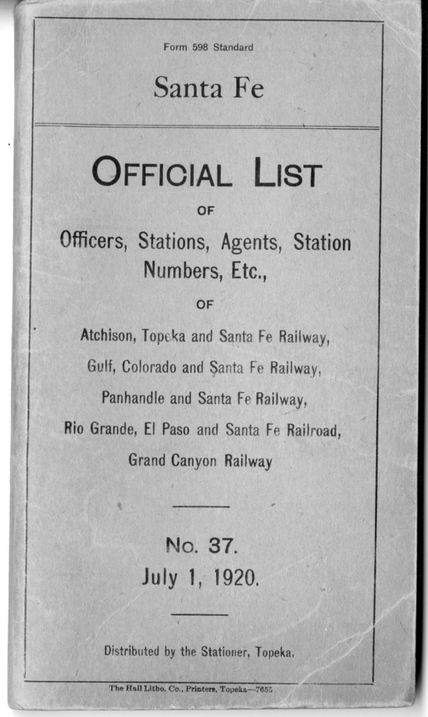 1920 Form 598 #37 – [List of] Officers, Agents, Stations, etc., July 1 ...