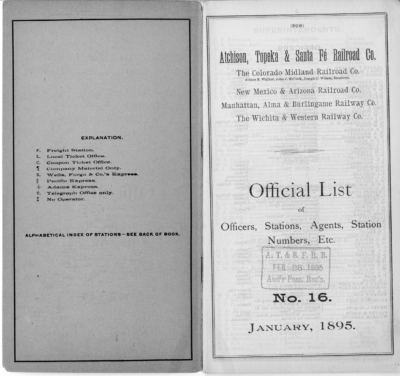 1895 Form 598 #16 - [List of] A.T. & S.F. R.R. Officers, Agents, Stations, etc., January 1, 1895 (TA) - Image 2