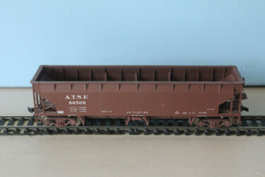 ATSF #86568 is a GA-59 class ballast hopper car built by ACF in 1943. It is an Atlas model, Bob Walz photo. ATSF Ga-59 #86568 (model)