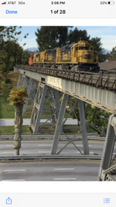 This is an HO scale model of the Arroyo Seco Viaduct, located between Los Angeles and Pasadena at MP 135.3 of the ATSF 2nd District, Los Angeles Division. Photo by John Kennedy. Arroyo Seco Viaduct, California (model)