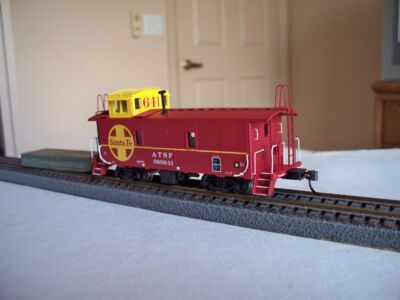 ATSF #999641 is a Ce-7 class caboose or way car. This is a Centralia Shops model. Photo by Stuart Aaron. ATSF Caboose #999641 (model)