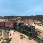 In tihs photo, ATSF #2399 is passing over a completed dry wash on Bill Van der Meer's Sweetwater & Orient #2. Bill Van der Meer photo. Model of dry wash on Sweetwater & Orient #2